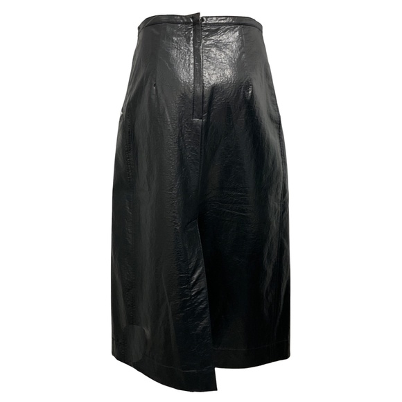 3.1 PHILLIP LIM BLACK FAUX LEATHER MOTO WRAP SKIRT - Picture 3 of 5
